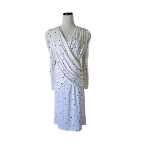 70s - 80s Golden Girl style crisscross overlap front long sleeve dress Fits S